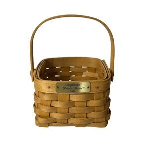 VTG Longaberger 2004 Dresden Basket 5"x6.75" Square Single Handle USA Made Retro